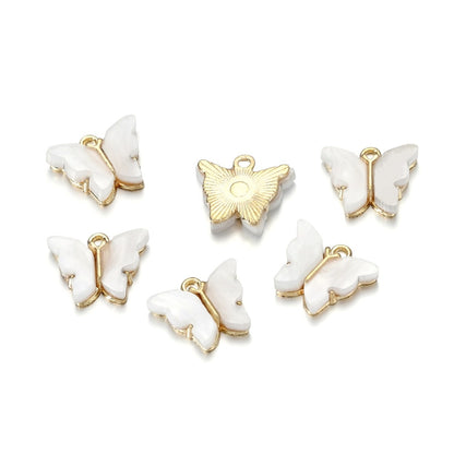 Colorful Resin Butterfly Pendant, 10pcs