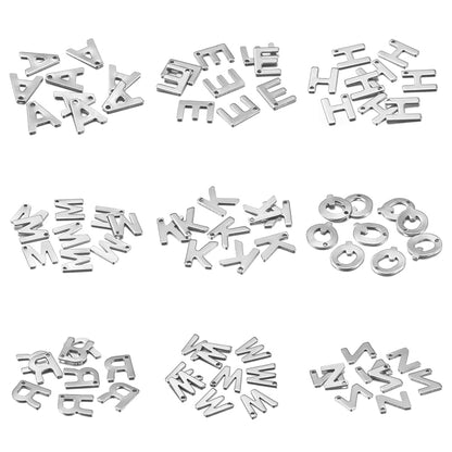 Stainless Steel A-Z Alphabet Letter Pendant, 50Pcs