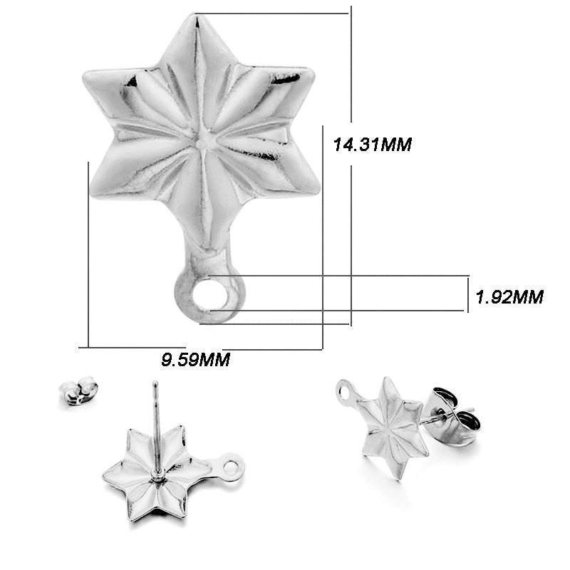 Stainless Steel Geometric Base Earring Stud, 10pcs