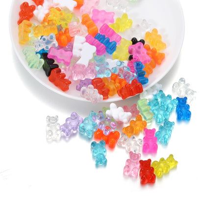 Transparent Cartoon Candy Bear Charm Pendants, 10Pcs