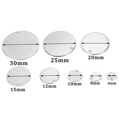 10-50pcs 6-30mm Stainless Steel Round One Hole Charms Pendants