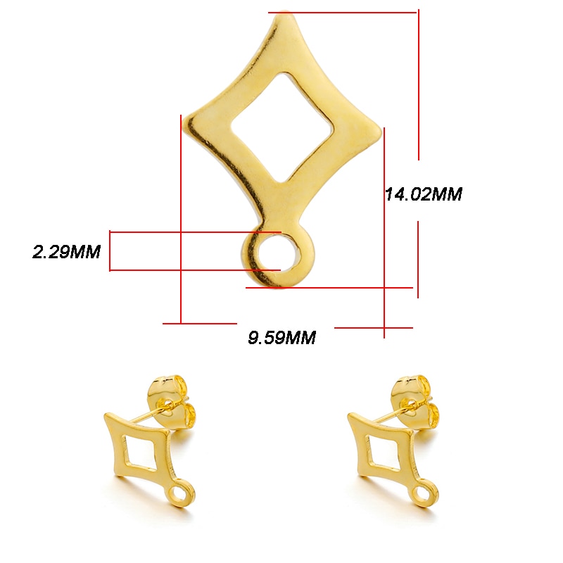 Edelstahl-Ohrstecker mit geometrischer Basis, 10 Stück