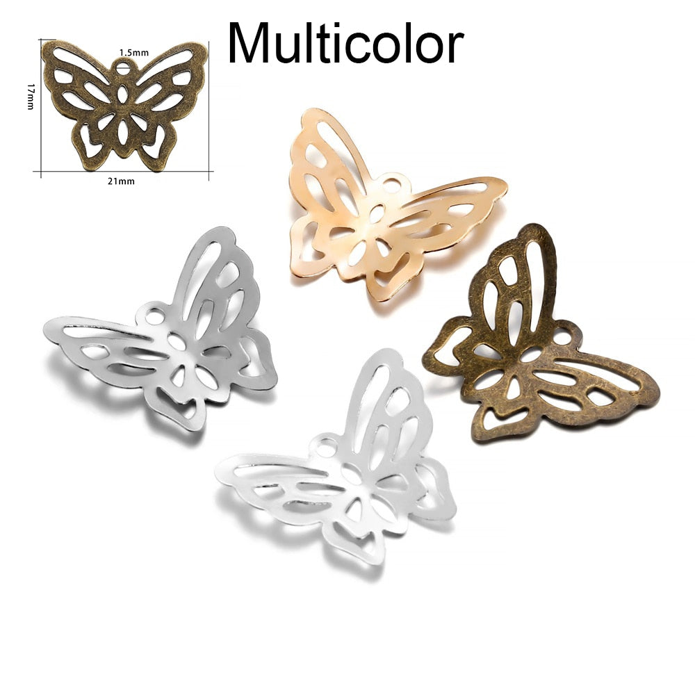Metall-Charm mit Schmetterlingsverbindern, 100 Stück