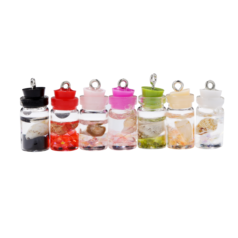 Conch Shell Ocean Drift Bottle Pendants, 10pcs