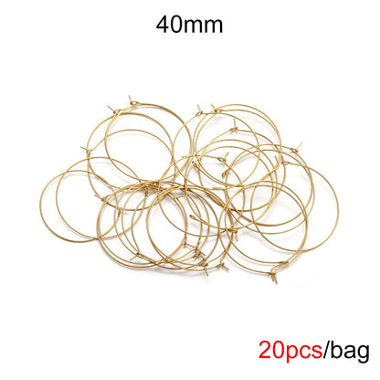 Big Circle Wire Hoops in Stainless Steel, 20pcs