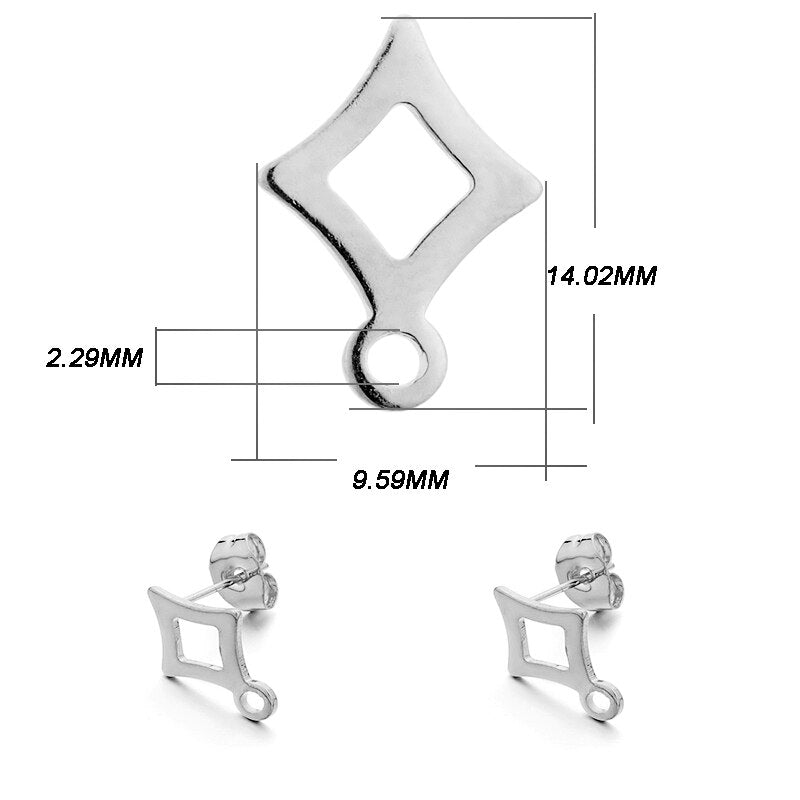 Stainless Steel Geometric Base Earring Stud, 10pcs