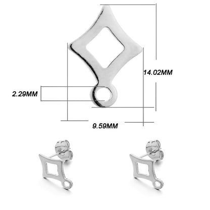 Stainless Steel Geometric Base Earring Stud, 10pcs