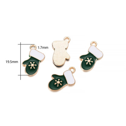 Metal Enamel Christmas Pendants, 10-15Pcs