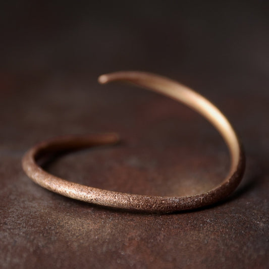 Simple Rustic Solid Copper Adjustable Cuff Bracelet for Luck