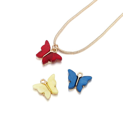 Colorful Resin Butterfly Pendant, 10pcs