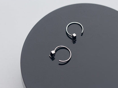 Rectangle Obsidian Hoop Earrings