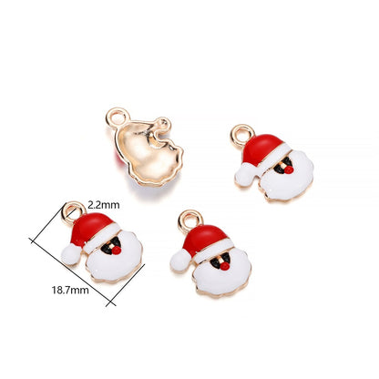 Metal Enamel Christmas Pendants, 10-15Pcs