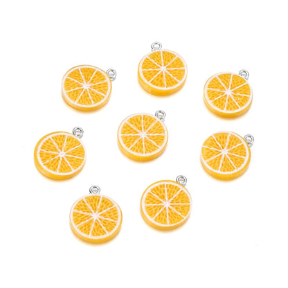 Pendentifs porte-clés en résine de fruits mélangés, 10 pièces