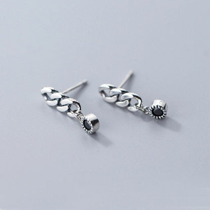 Vintage Design Black CZ Swing Stud Earrings