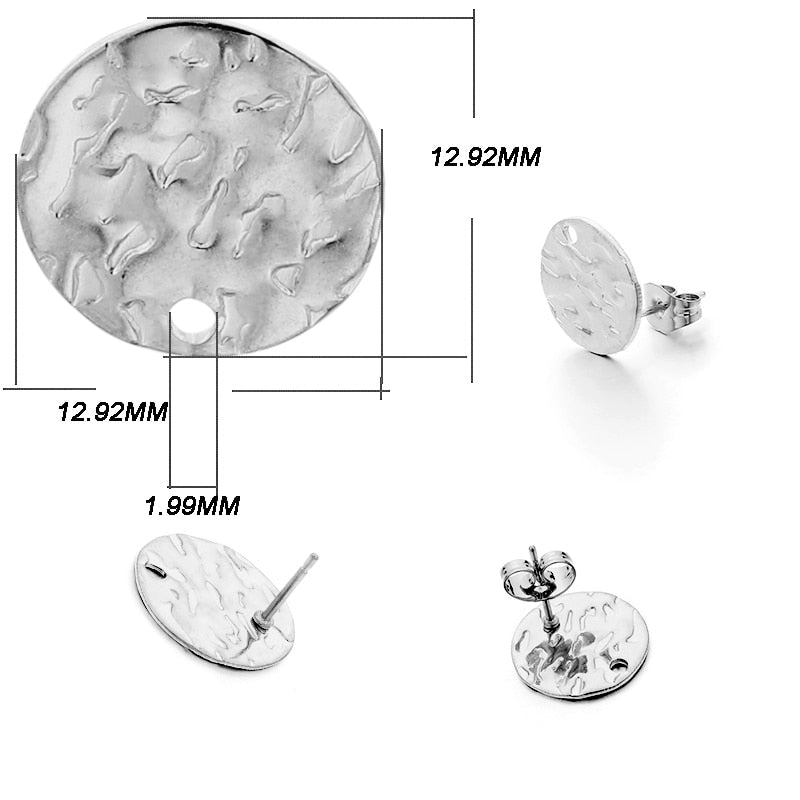 Stainless Steel Geometric Base Earring Stud, 10pcs