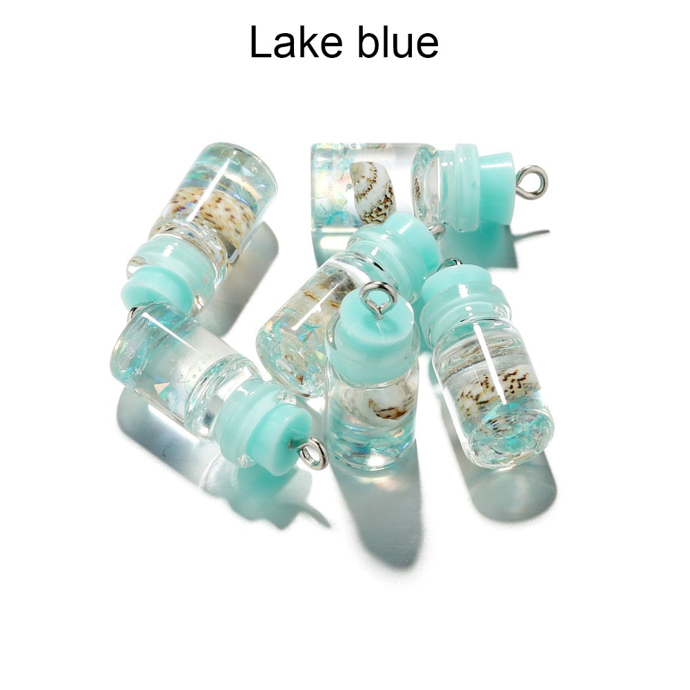 Conch Shell Ocean Drift Bottle Pendants, 10pcs