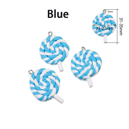 Cute Candy Color Marshmallow Polymer Clay Pendant, 10pcs