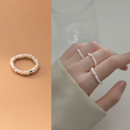 Pearl Stackable Silver Ring