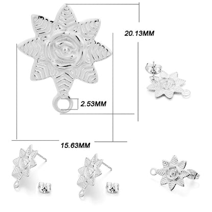 Stainless Steel Geometric Base Earring Stud, 10pcs