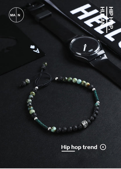 Bracelet Noeuds Onyx et Obsidienne Noire