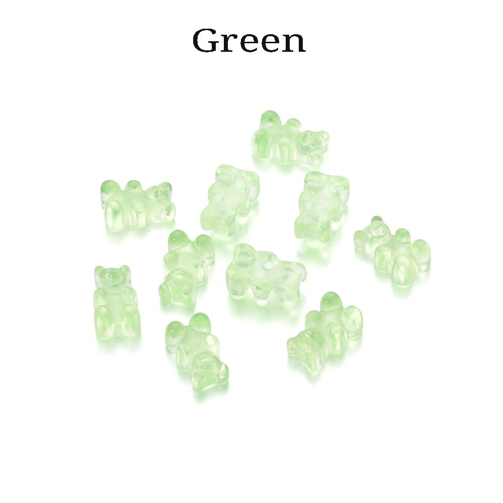 Pendentifs à breloque en forme d'ours en forme de dessin animé transparent, 10 pièces