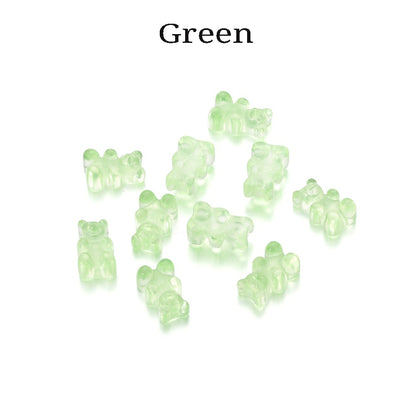 Transparent Cartoon Candy Bear Charm Pendants, 10Pcs