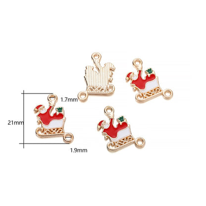 Metal Enamel Christmas Pendants, 10-15Pcs