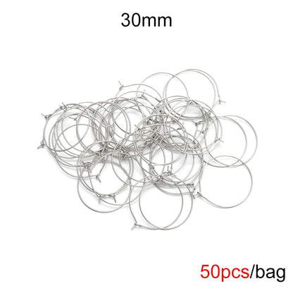 Big Circle Wire Hoops in Stainless Steel, 20pcs