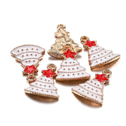 Metal Enamel Christmas Pendants, 10-15Pcs