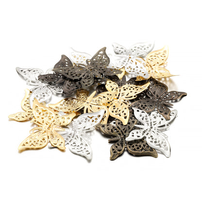 Butterfly Filigree Wraps Pendant, 30Pcs