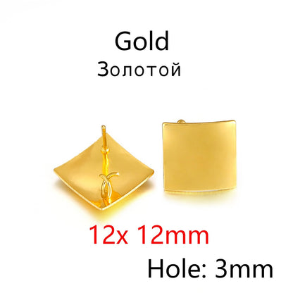 7 Styles Plated Geometric Polygonal Earring Stud Posts, 10pair - Lot