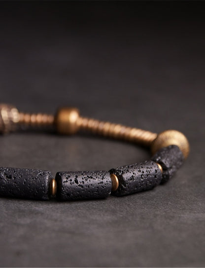 Lava Stone Diffuser, Hand Processed Copper Beads Bracelet