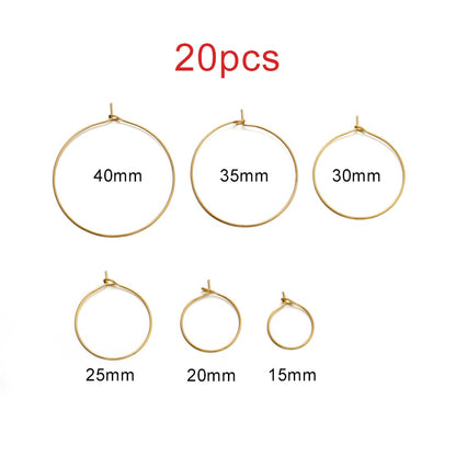 Big Circle Wire Hoops in Stainless Steel, 20pcs