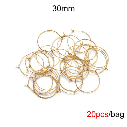 Big Circle Wire Hoops in Stainless Steel, 20pcs