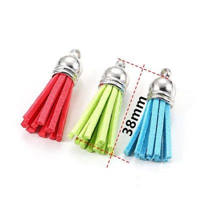 60pcs 38mm Tassel Vintage Leather Pendants