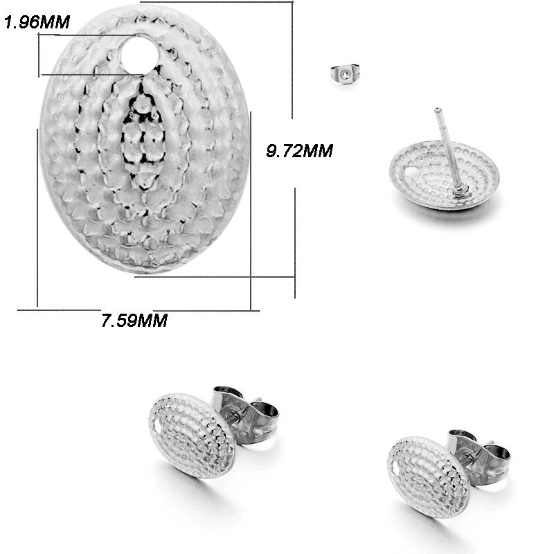 Clou d'oreille à base géométrique en acier inoxydable, 10 pièces