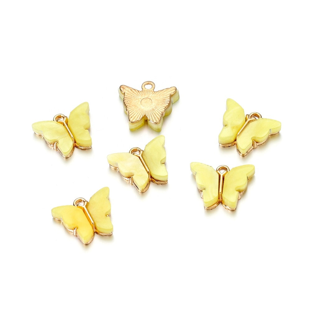 Colorful Resin Butterfly Pendant, 10pcs