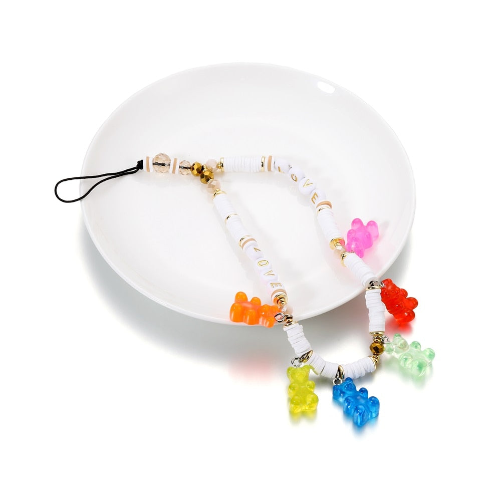 Candy Color Resin Mini Bear Charms, 10pcs