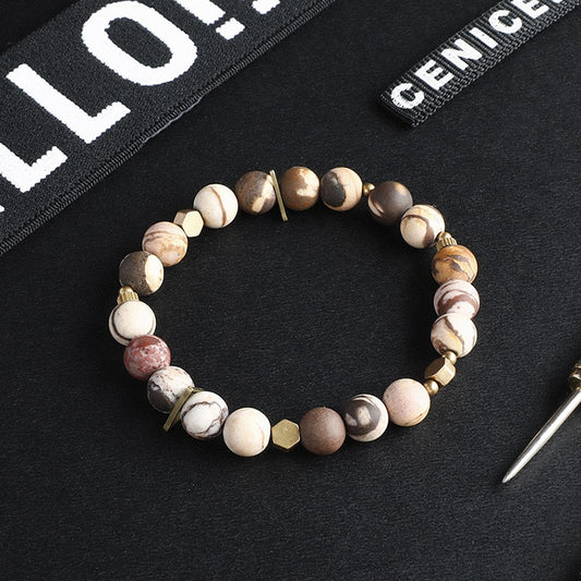 Natural Stone beads and Copper Charm Bracelet