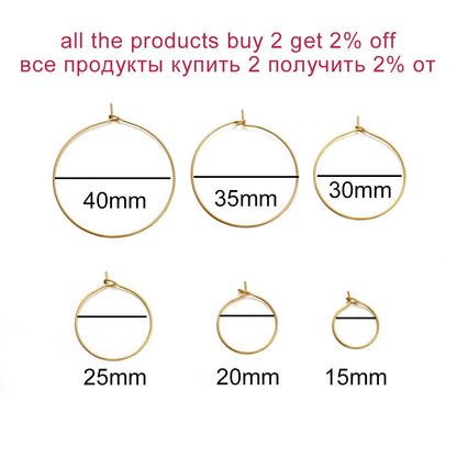 Big Circle Wire Hoops in Stainless Steel, 20pcs