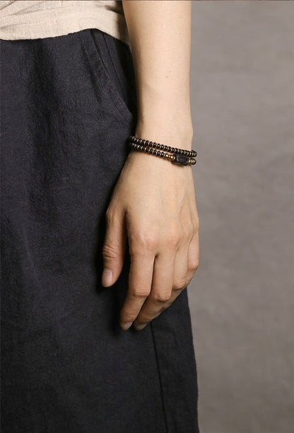 MultiLayer Ebony Wood Bead and Copper Bracelet