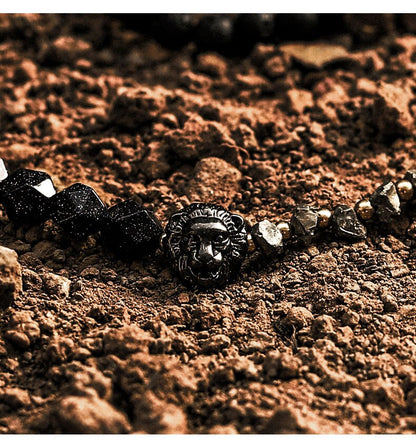 Armband aus Lavastein und blauem Sandstein