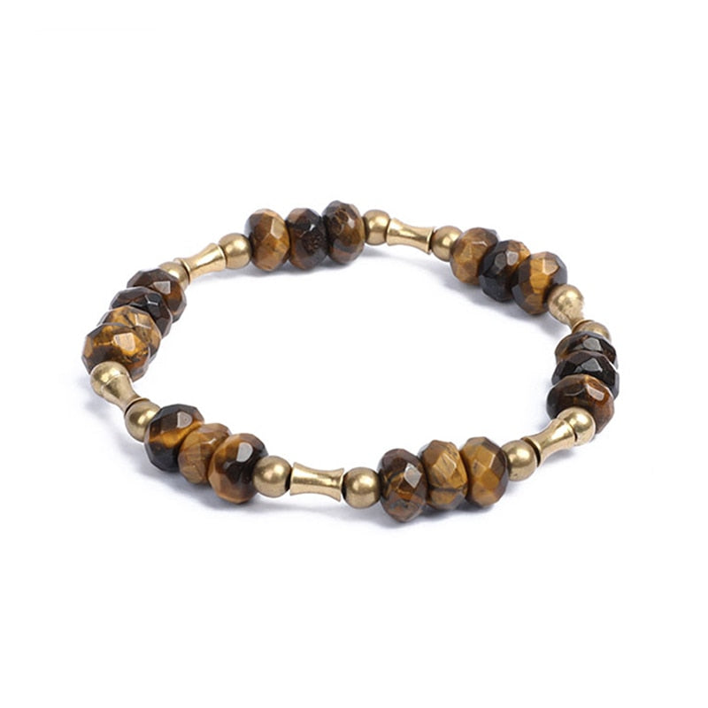Faceted Tiger Eye or Labradorite Beads Stretch Bracelet