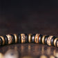 Tibetan OX Yak Bone and Ebony Wood Carved Beads Bracelet with Evil Eyes Charm
