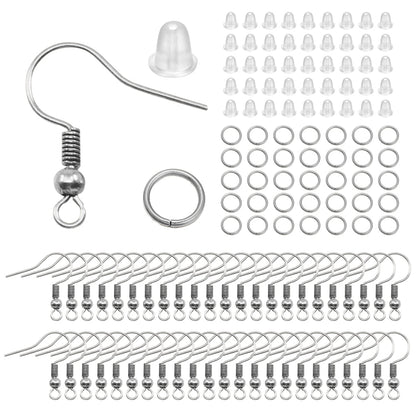 Ensemble de fabrication de boucles d'oreilles : crochets, anneaux et connexions, 100 à 300 pièces