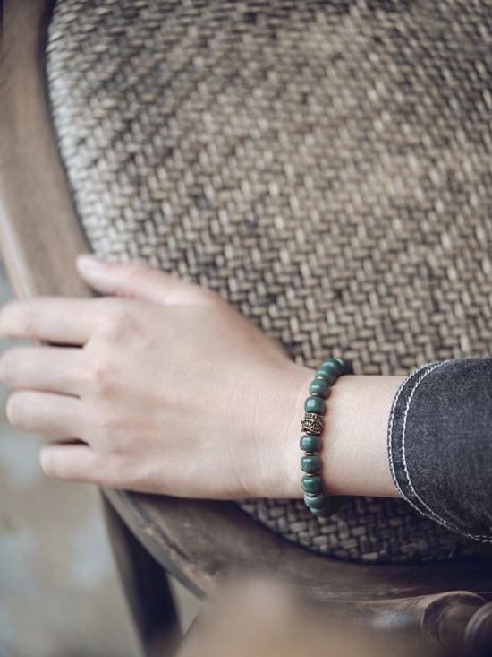 Green Bodhi Bead Stretch Bracelet