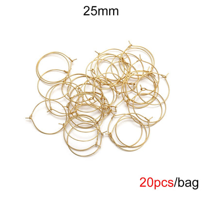 Big Circle Wire Hoops in Stainless Steel, 20pcs