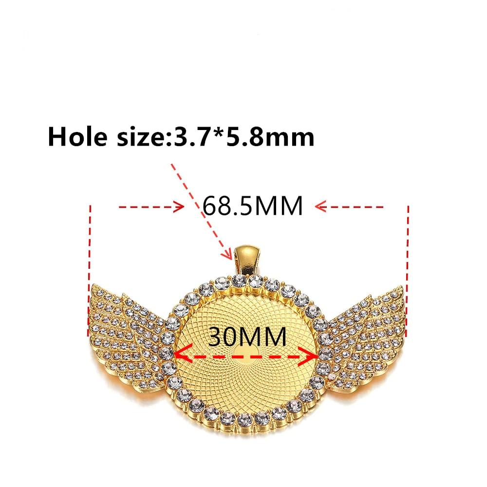 Base de cabochon ronde bordée de diamants de 2 pièces de 30 mm