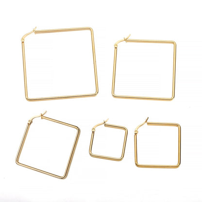 Gold Stainless Steel Earrings: Star, Square, Heart, 6Pcs