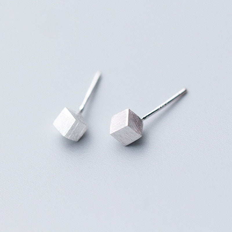 3D Square Frosted Stud Earrings